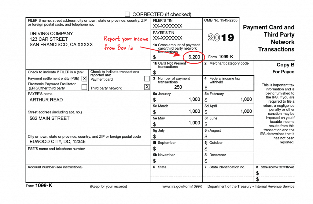 Uber 1099K example