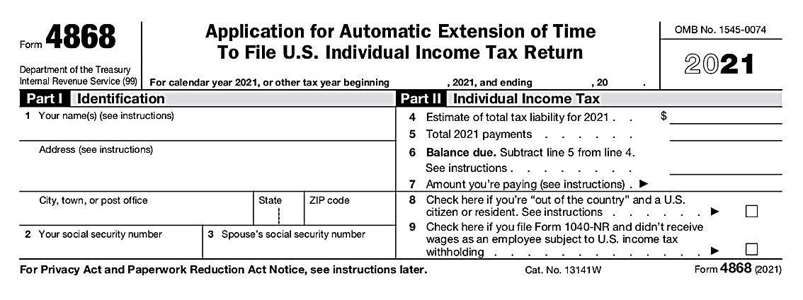 Form 4868 For 2023 Printable Forms Free Online