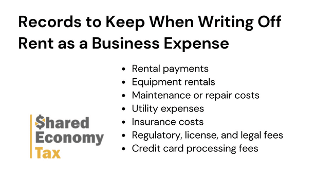 records to keep when writing off rent as a business expense
